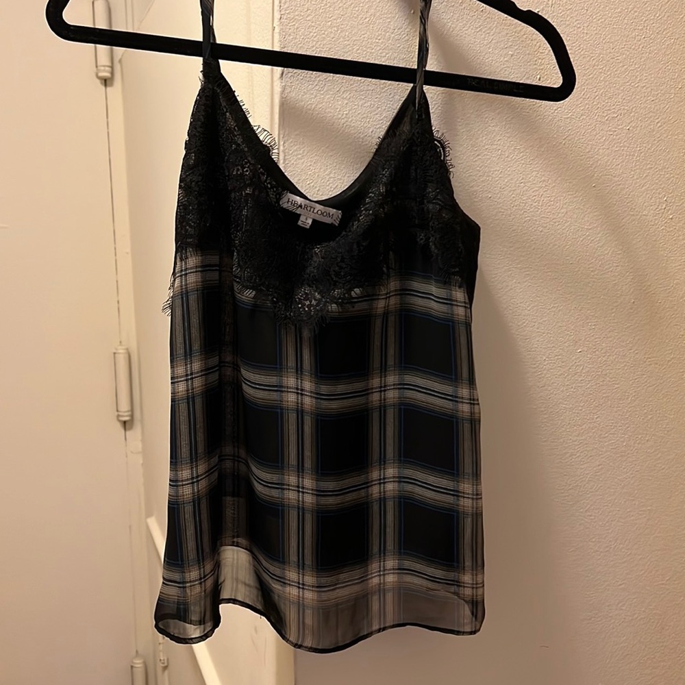 Plaid print silk cami